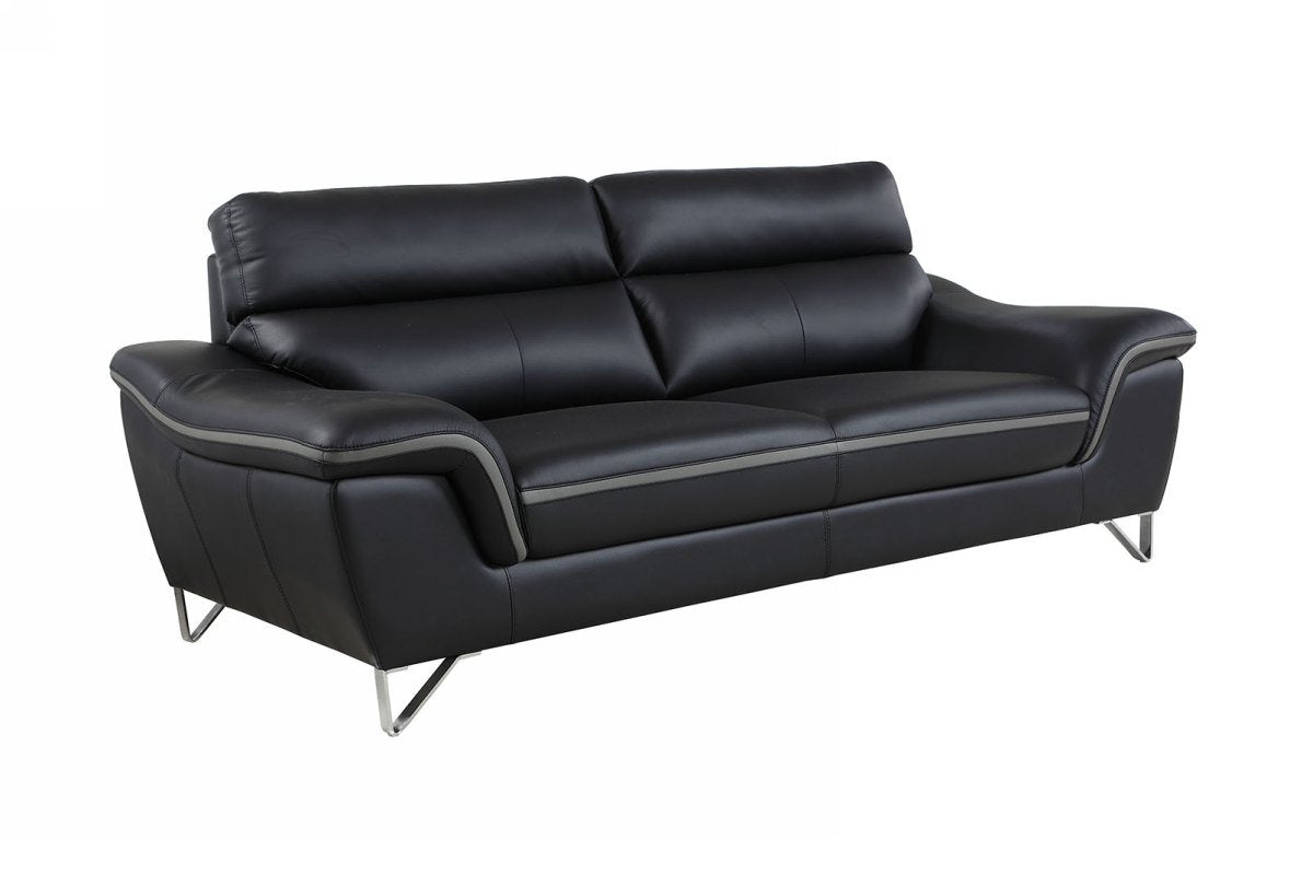 36inches Charming Black Leather Sofa