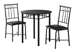 35inches Black Leather Look Foam and Metal Three Pieces Dining Set