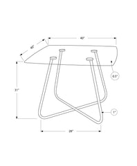 31inches Chrome Metal and Clear Tempered Glass Dining Table