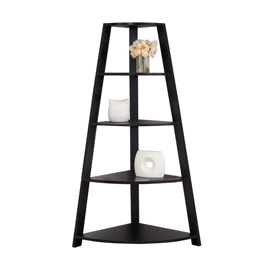 Noir Black  Bookcase Corner Accent Shelf