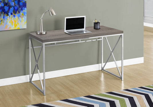 29.75inches Dark Taupe Particle Board and Chrome Metal Computer Desk