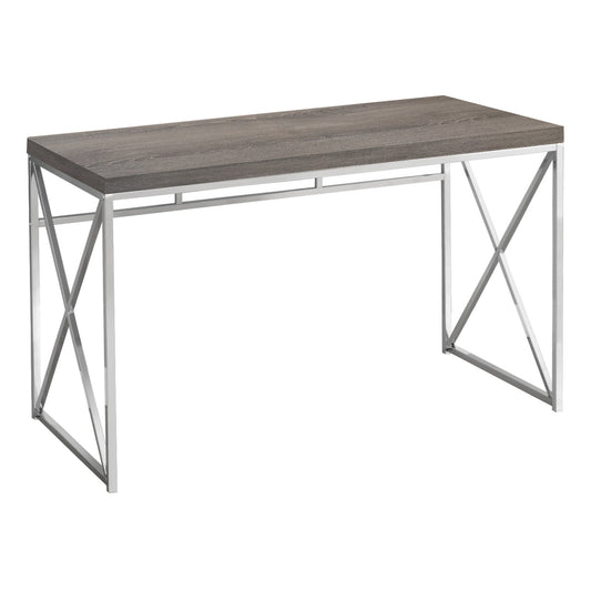 29.75inches Dark Taupe Particle Board and Chrome Metal Computer Desk