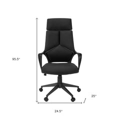 24.5" x 25" x 95.5" Black Brown Foam MetalLeather Look  Office Chair