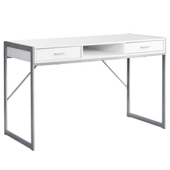 22inches x 48inches x 30inches White  Silver  Metal  Computer Desk