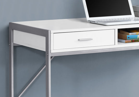 22inches x 48inches x 30inches White  Silver  Metal  Computer Desk