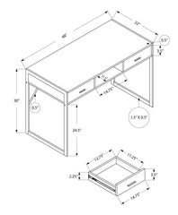 22inches x 48inches x 30inches White  Silver  Metal  Computer Desk