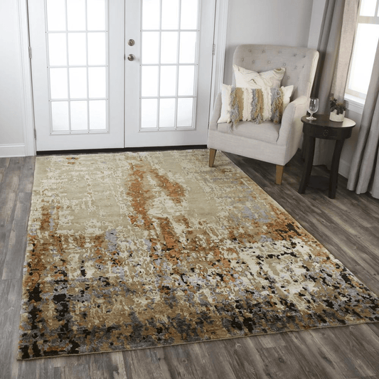 Hand Knotted Cut Pile Wool/ Viscose Rug, 10' x 14'