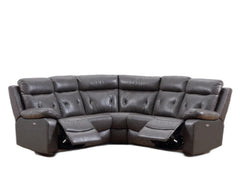 160 X 38  X 40 Modern Dark Gray Leather Sectional With Power Recliners