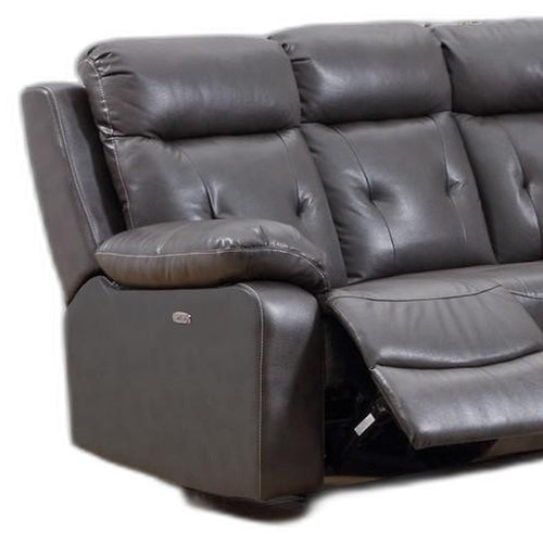 160 X 38  X 40 Modern Dark Gray Leather Sectional With Power Recliners