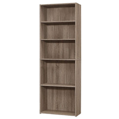 Five Shelf Dark Taupe Bookcase