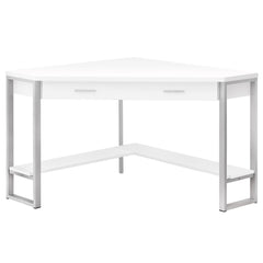 42inches x 42inches x 30inches WhitewithSilver  Metal  Computer Desk