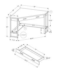 42inches x 42inches x 30inches WhitewithSilver  Metal  Computer Desk