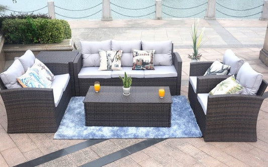 118.56inches X 31.59inches X 14.82inches Brown 6-Piece Patio