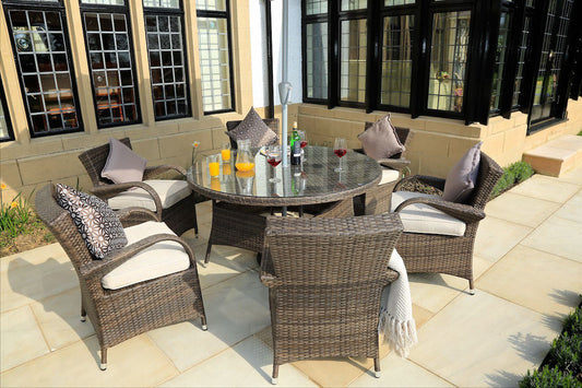 211inches X 55inches X 32inches Brown 7Piece Outdoor Dining Set with