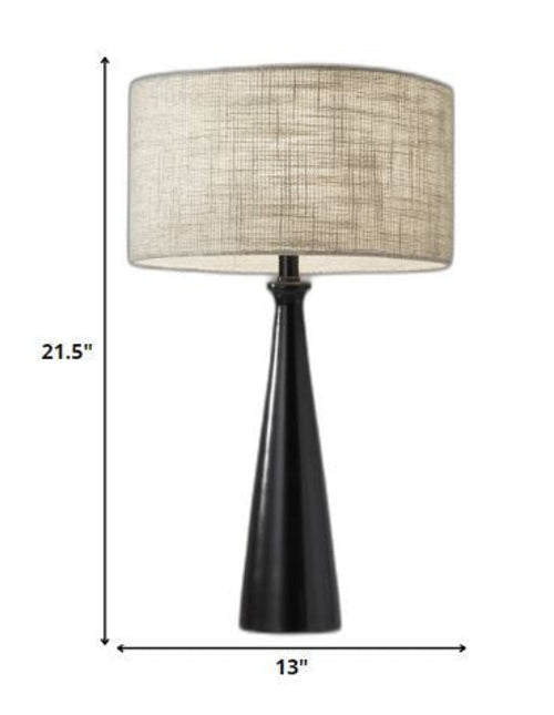 Black Metal Tapered Base Table Lamp