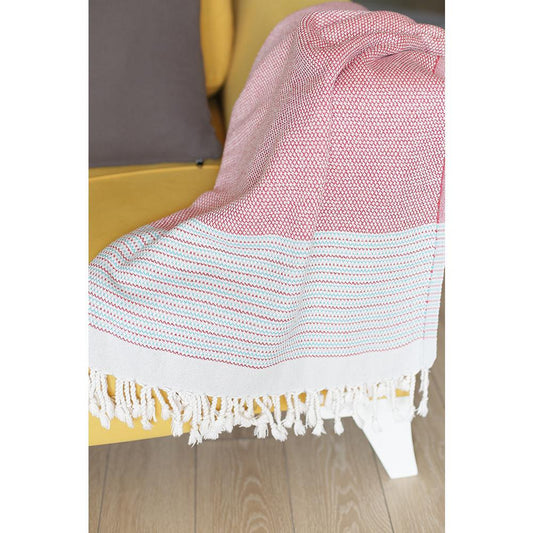 Red and White Checked Turkish Towel or Throw Blanket