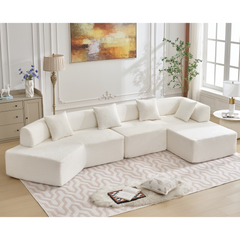 Modern Minimalist 140" L-Shape Couch ,No Assembly