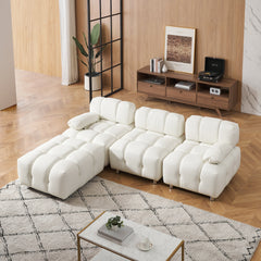 A 90.60-inch technology cloth beige sofa, waterproof, stain and cat