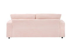 82 inches pink corduroy sofa, two storage feet +4 throw pillows,