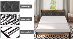 ANCTOR Twin/TwinXL/Full/Queen/King/CaliforniaKing Bed Frames, Storage Headboard with Outlets, No Noise, No Box Springs Needed