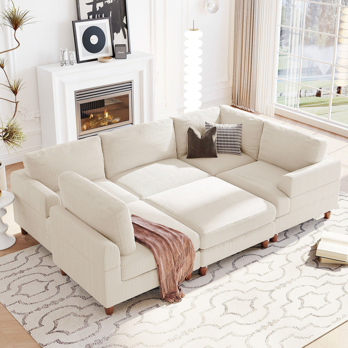 Modular Sectional Sofa with Ottoman L Shaped Corner Sectional for