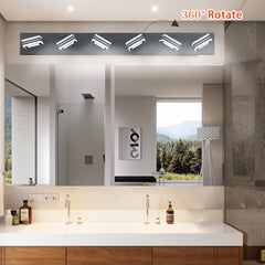 LED Modern Black Vanity Lights, 6-Lights Acrylic Matte Black Bathroom