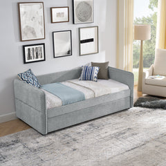 Daybed with Trundle Upholstered Tufted Sofa Bed, Twin Size, Boucle