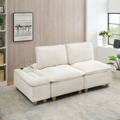 74-inch fashionable and minimalist double-seer off-white flannel sofa