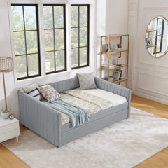 Full Size Daybed with Trundle Upholstered Sofa Bed, with Vertical