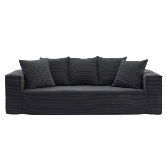 88.97 inch Soft Corduroy Upholstery Streamlined Design sofa with 5