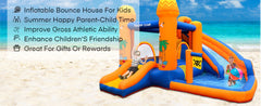 AOOU Kids Inflatable Bounce House w/450W Blower, Kid Bouncer & Water Slide 2 in 1, Outdoor Bouncy Castle Water Park