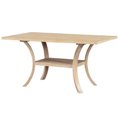 6-Piece Wood Dining Table Set with Storage Shelf and Curved Legs,