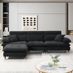 106*66.5" L shaped Convertible Sectional Sofa,4 Seat Tufted Couch Set