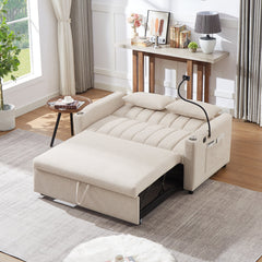 55.9" Convertible Sofa Bed Loveseat Sofa with Three USB Ports, Two