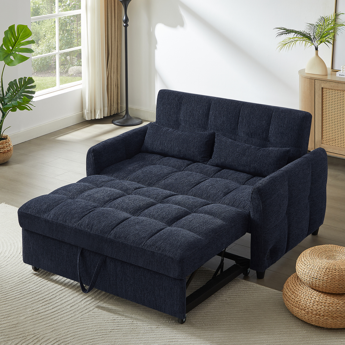 52.8" Loveseat Sofa Pull-out Sofa Bed Tufted Sleeper Sofa with an