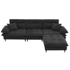 106*66.5" L shaped Convertible Sectional Sofa,4 Seat Tufted Couch Set