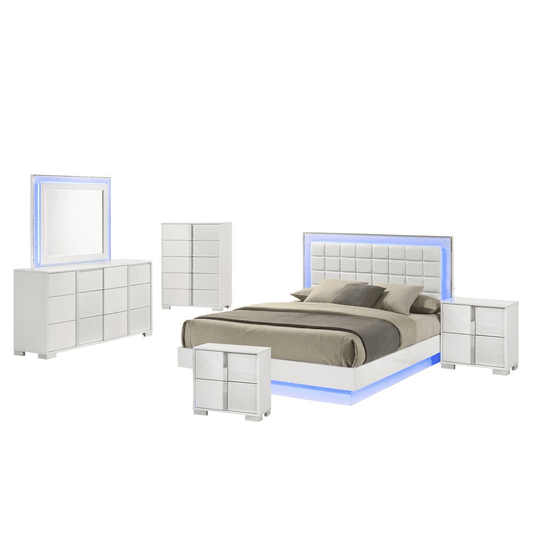 6 piece futuristic bedroom set, Eastern king size (platform) bed