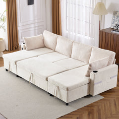 111.8" Sectional Sofa Pull-out Sofa Bed Versatile Sofa Sleeper with