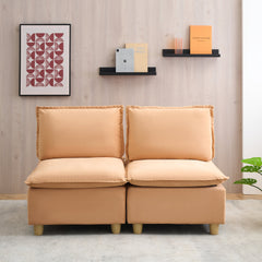 58-inch double-seat sofa in pumpkin-colored flannel with a