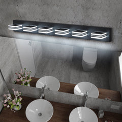 LED Modern Black Vanity Lights, 6-Lights Acrylic Matte Black Bathroom