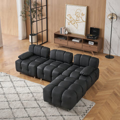 A 90.60-inch technology cloth black sofa, waterproof, stain and cat