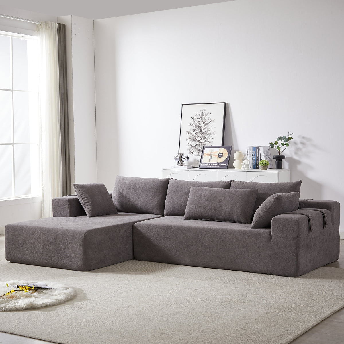 Modern Chenille Upholstered Sectional Sofa Couch Set,Modular 108" L