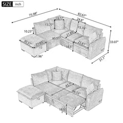 82.67"Convertible Sofa Bed Sectional Sofa Sleeper L-shaped Sofa with a