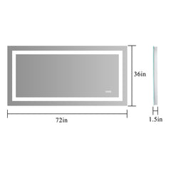 LED Bathroom Mirror 72x36  Inch with lights, anti-Fog & Dimming Led