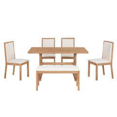 Farmhouse Classical 6-Piece Dining Table Set with Trestle Legs,Kitchen