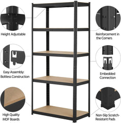 DayPlus 5-Tier Shelf Garage Shelving Heavy Duty Adjustable Storage Unit, Boltless Rack Metal Utility for Garage, Warehouse