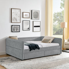 Daybed with Trundle Upholstered Tufted Sofa Bed, with Two Drawers,