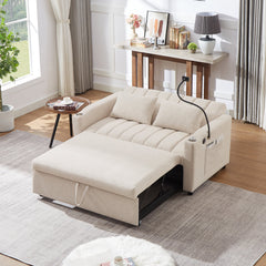 55.9" Convertible Sofa Bed Loveseat Sofa with Three USB Ports, Two