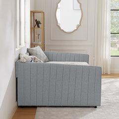 Full Size Daybed with Trundle Upholstered Sofa Bed, with Vertical