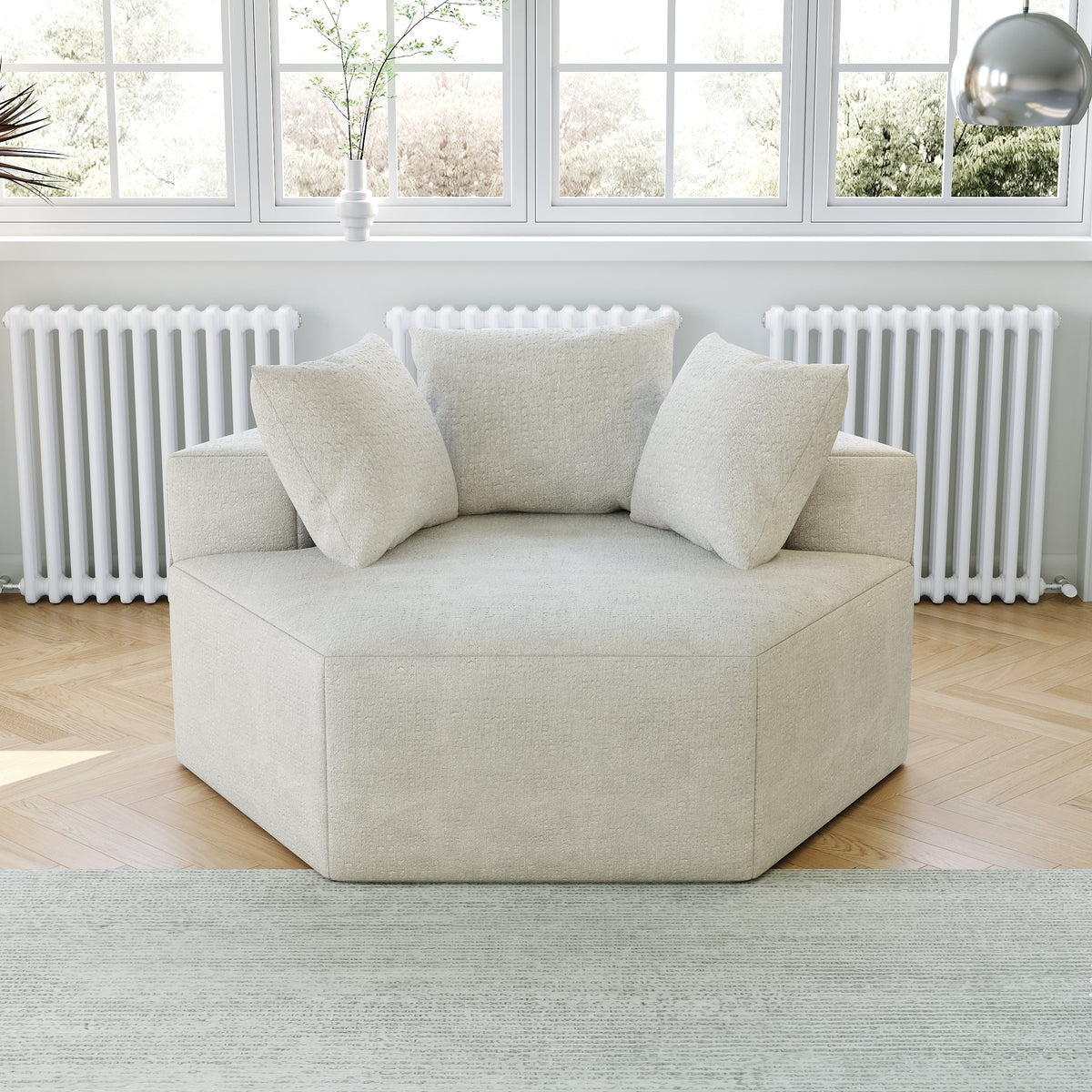 54''L Chenille Sponge single sofa,No Assembly Required,Fluffy Modern